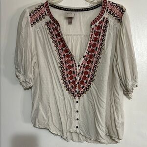 Knox Rose Cream Puff Sleeve Embellished Blouse